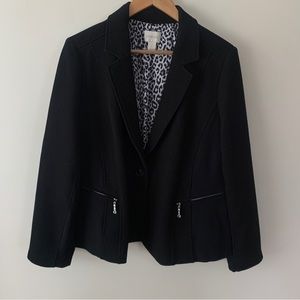Chico's Black Stretch Knit Zipper Pocket Blazer - Sz Large/12 (Chicos Sz 2)